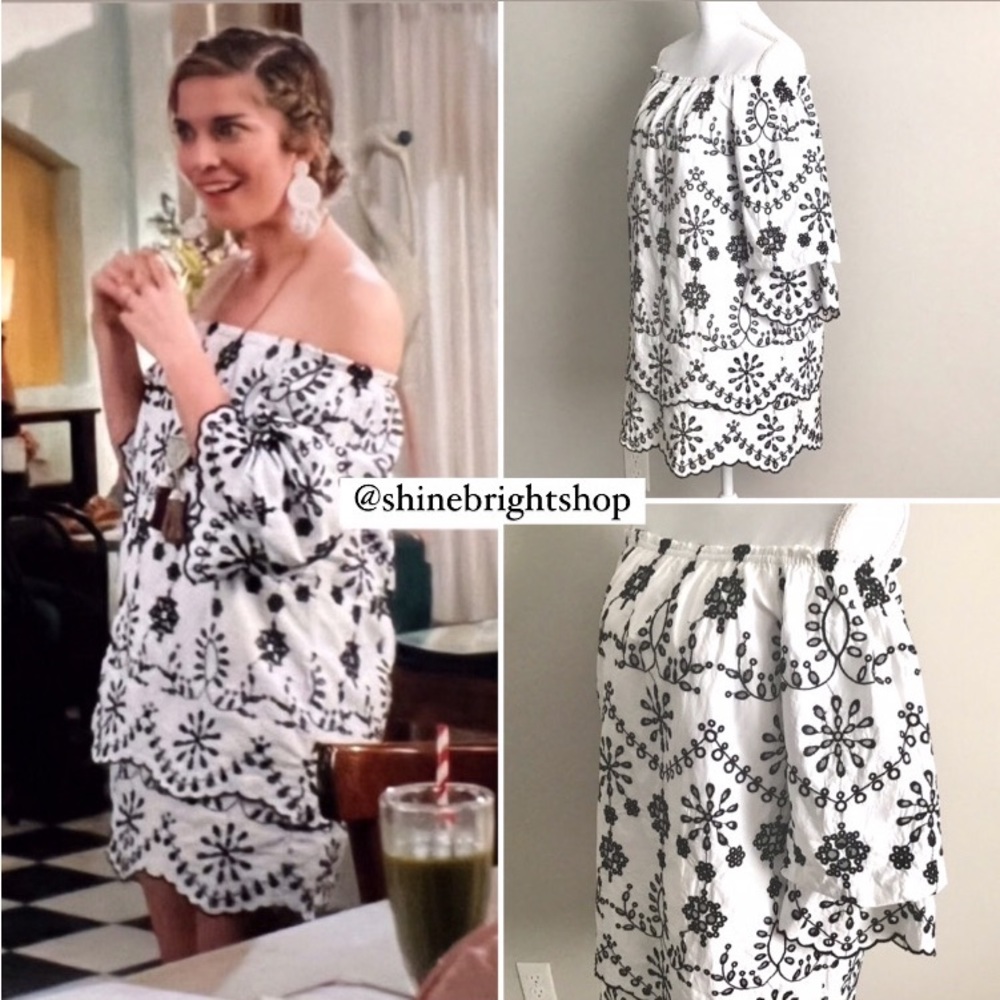 Embroidered Dress ASO Alexis Rose in Schitt’s Creek Off The Shoulder